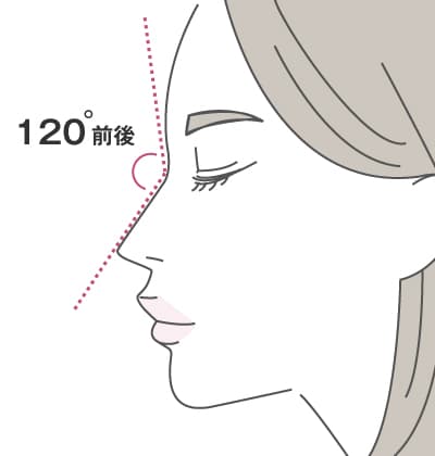 日本人女性における鼻の美的基準。120°