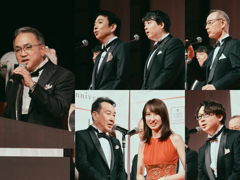 登壇する中北総院長、秋本院長、兵頭副院長、大慈弥眼瞼下垂主任、武田毛髪外来主任、古山恵理形成外科部長、坂田医師